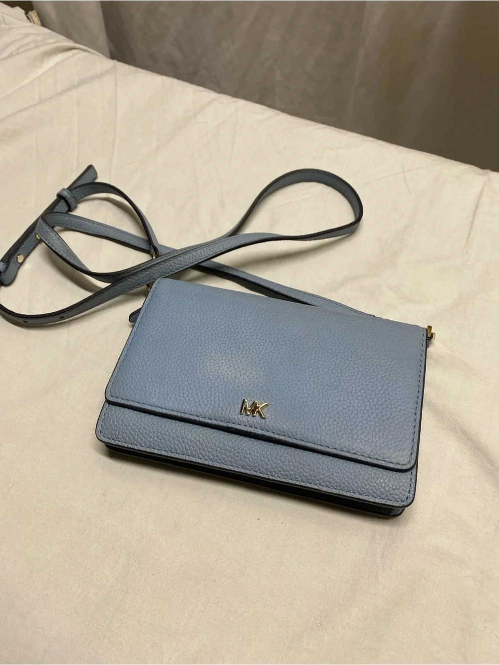 MK Mott Convertible Leather Wallet Crossbody Clutch - Chambray Blue